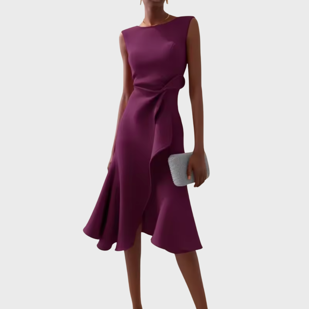 Damen Midikleid Asymmetrisch Drapiert