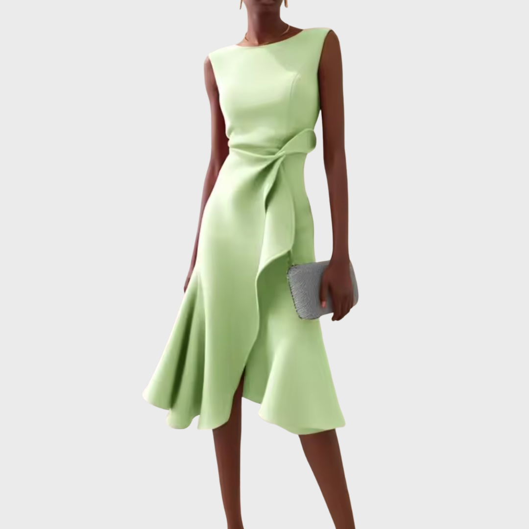 Damen Midikleid Asymmetrisch Drapiert