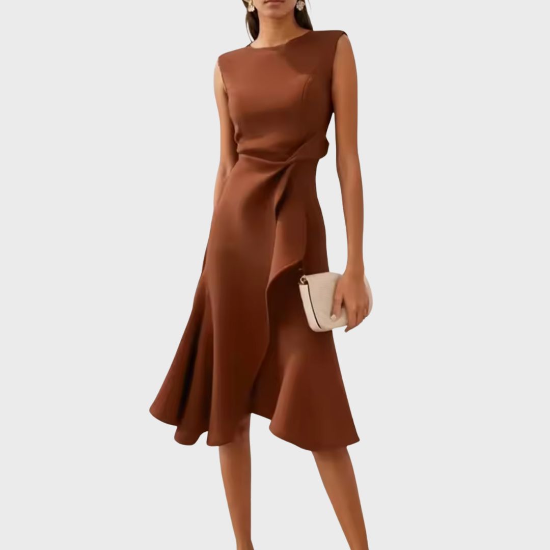 Damen Midikleid Asymmetrisch Drapiert
