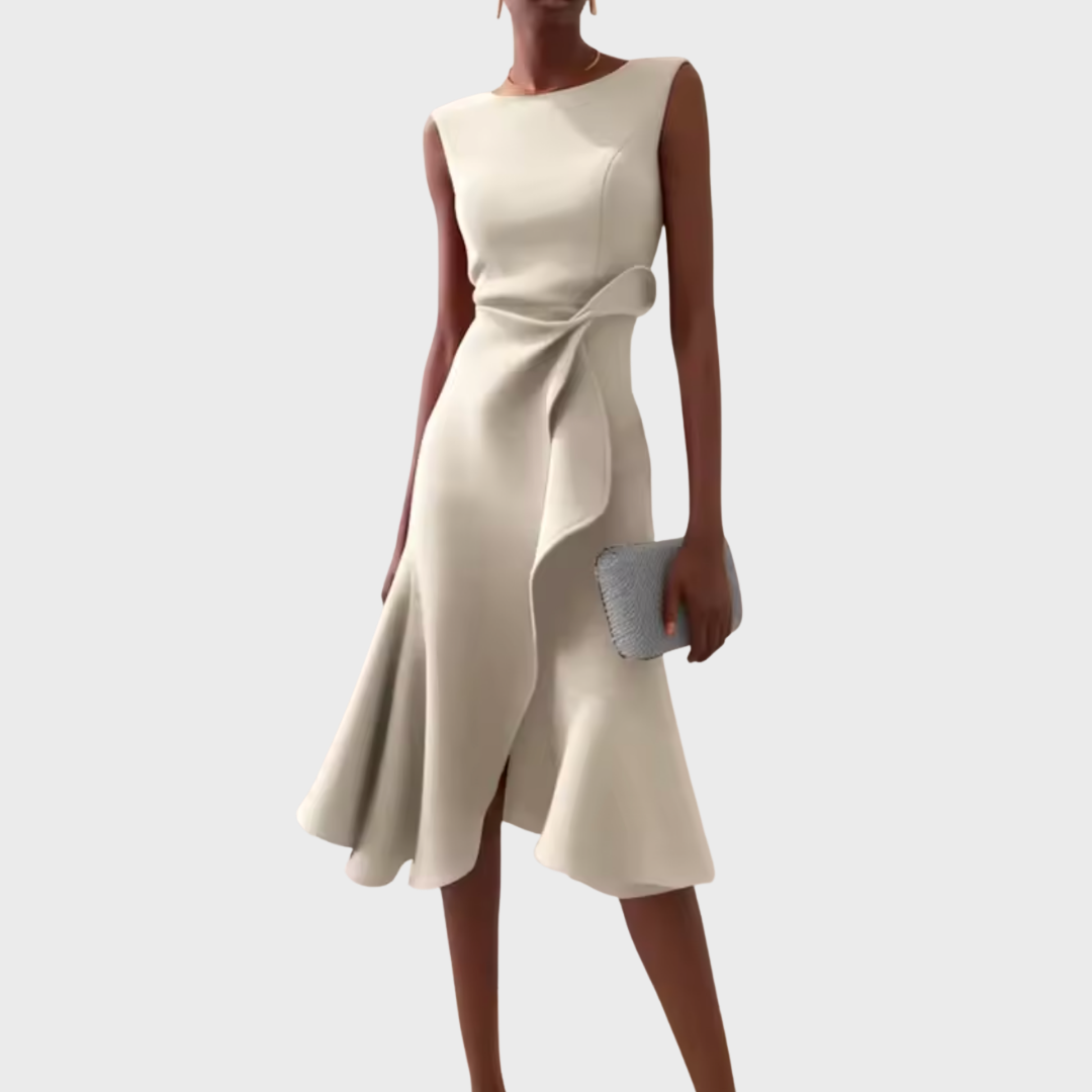 Damen Midikleid Asymmetrisch Drapiert