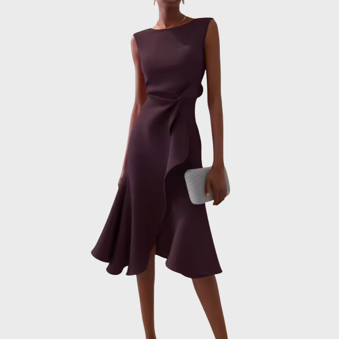 Damen Midikleid Asymmetrisch Drapiert