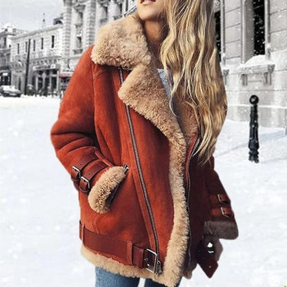 Eveloria Damen Bikerjacke Wildlederimitat