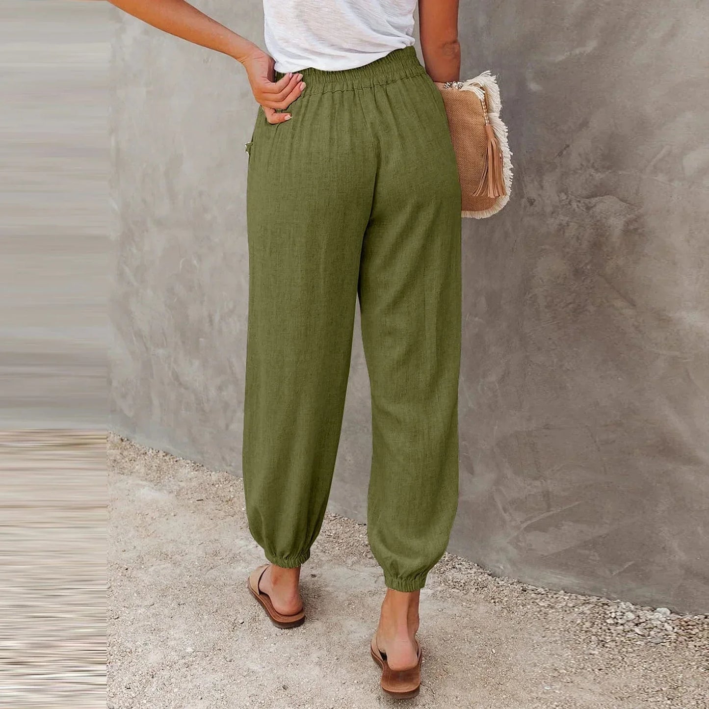 Damen Freizeit-Hose Leicht Atmungsaktiver Stoff Beige