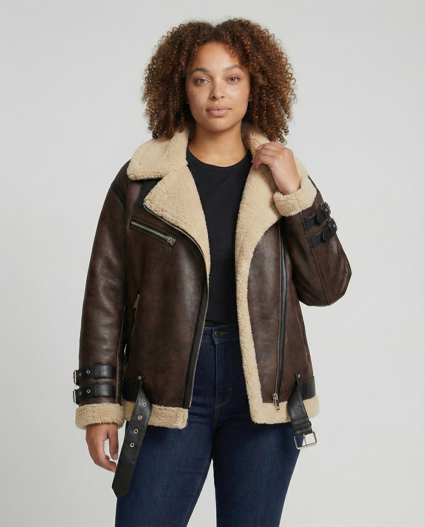 Elegante Herren Revers Jacke Kunstleder