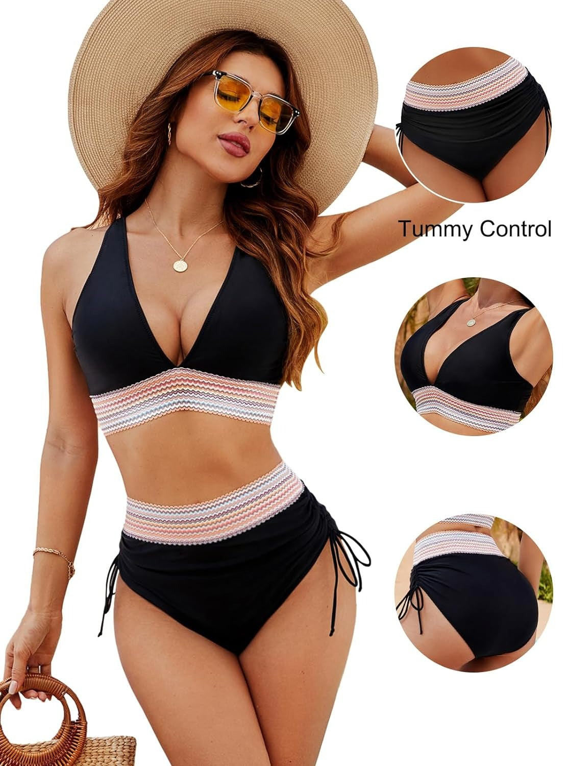 Eveloria Damen Bikini Hoch Taille Bauchkontrolle