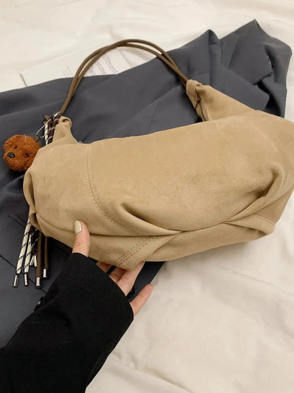 Amalia Damen Wildleder Hobo Tasche Boho Chic Braun