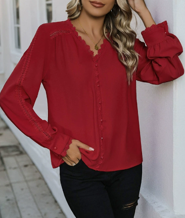 Eveloria Damen Langarmbluse Elegantes Oberteil