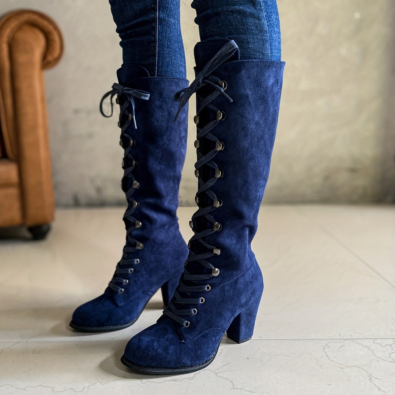 Damen Winterstiefel Knielang Bequem