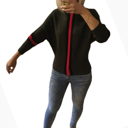 Damen Strickpullover Lässig Mit Streifen Weit Eveloria