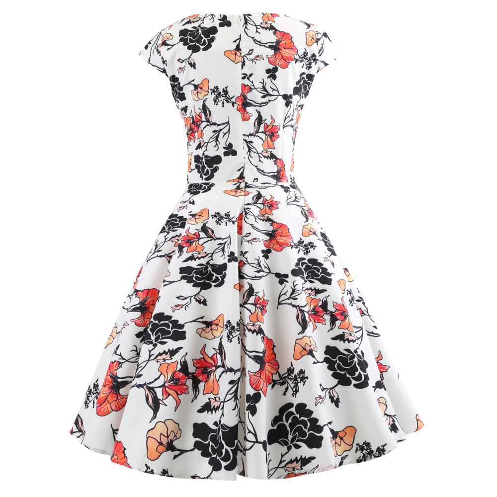 Damen A-Linien Kleid Florales Design Wickelausschnitt