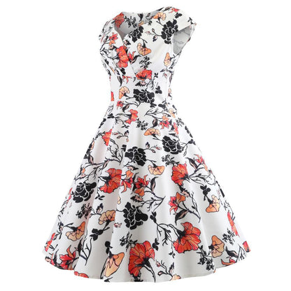Damen A-Linien Kleid Florales Design Wickelausschnitt