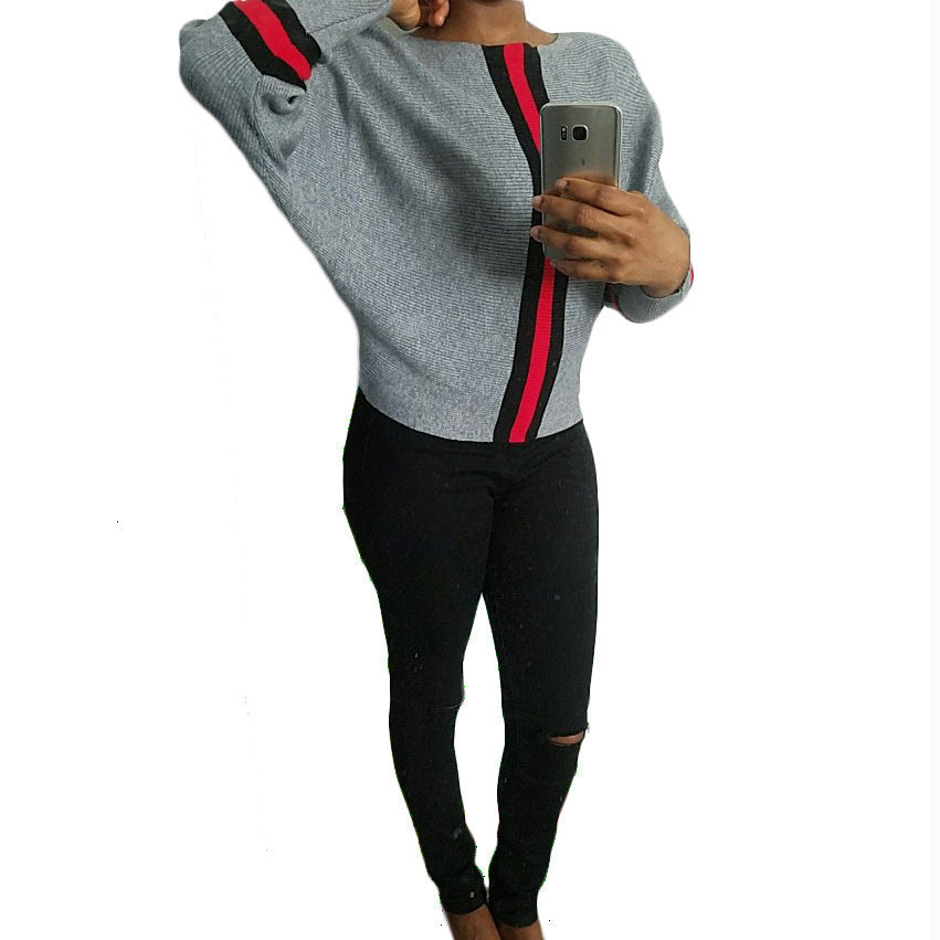 Damen Strickpullover Lässig Mit Streifen Weit Eveloria