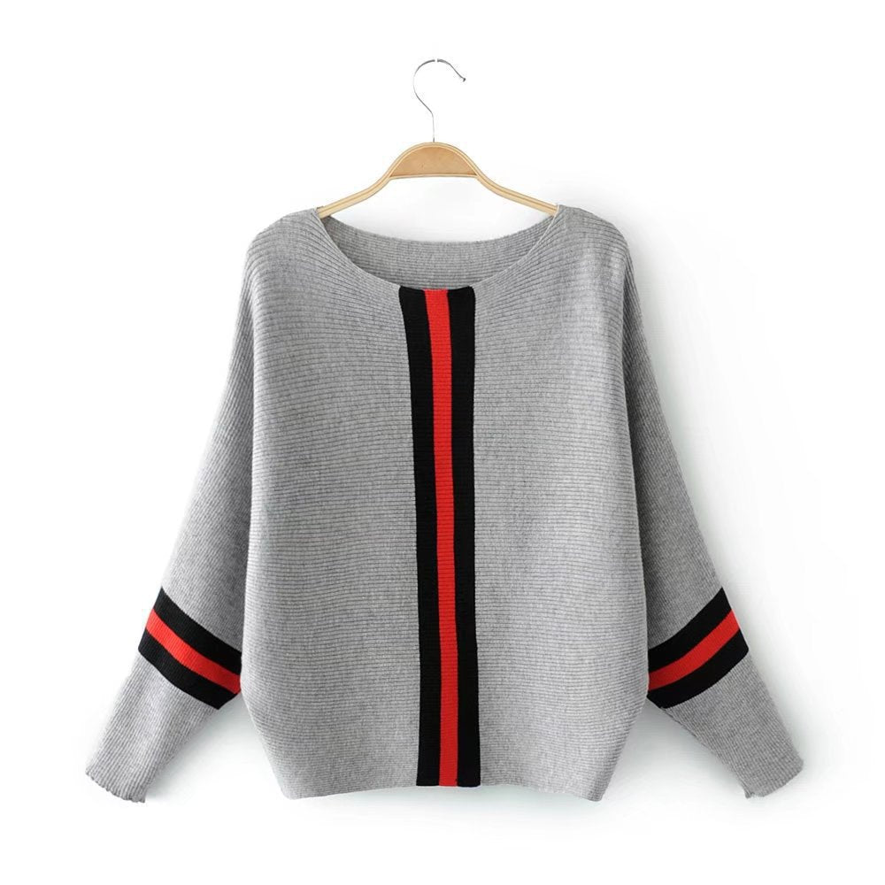 Damen Strickpullover Lässig Mit Streifen Weit Eveloria