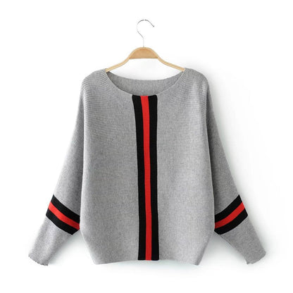 Damen Strickpullover Lässig Mit Streifen Weit Eveloria