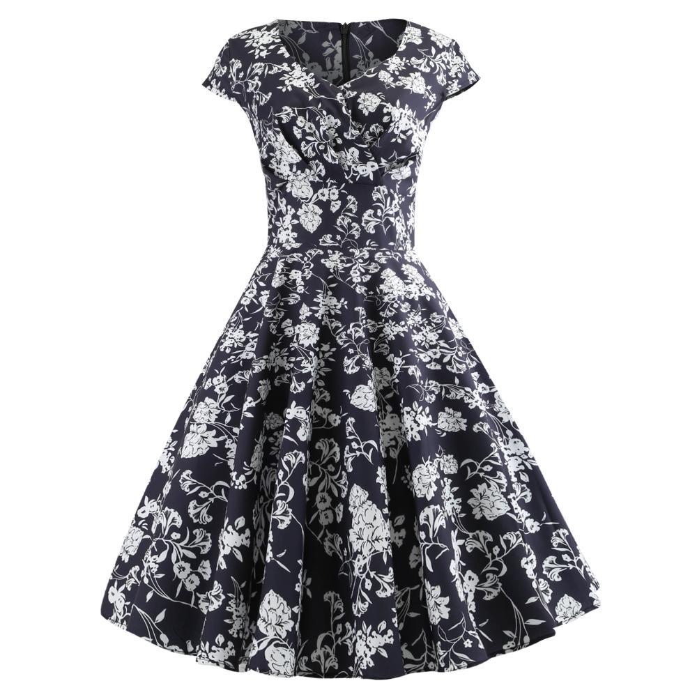 Damen Wickelkleid Florales Design Baumwolle Schwarz - Eveloria