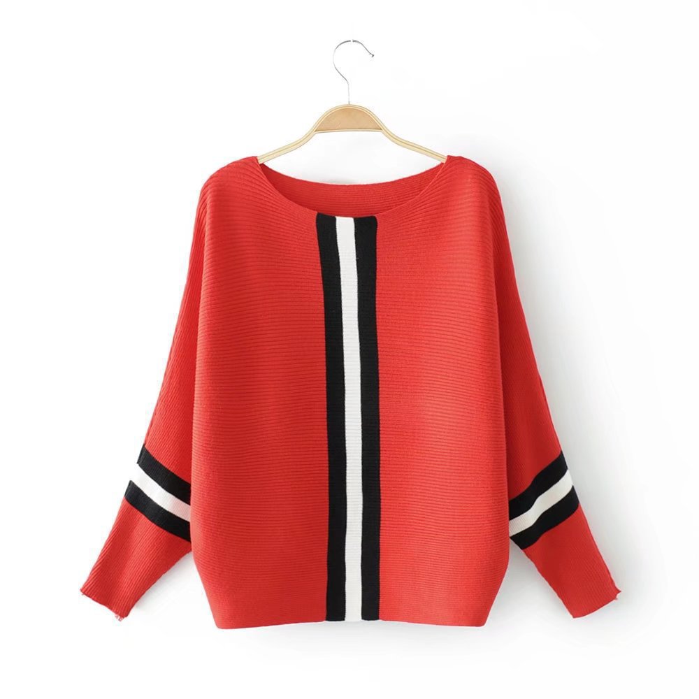 Damen Strickpullover Lässig Mit Streifen Weit Eveloria