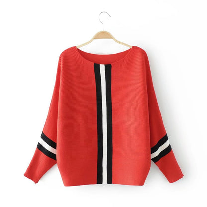 Damen Strickpullover Lässig Mit Streifen Weit Eveloria