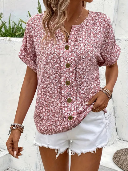 Damen Sommer- Knopfleiste Leicht Elegant Weiß