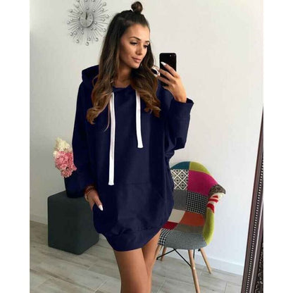 Damen Hoodie-Kleid Kapuze Taschen Eveloria