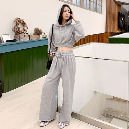 Damen Loungewear-Set Kapuzenpullover Hose Bequem Grau