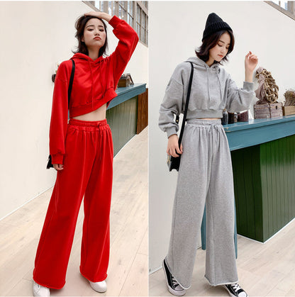 Damen Loungewear-Set Kapuzenpullover Hose Bequem Grau