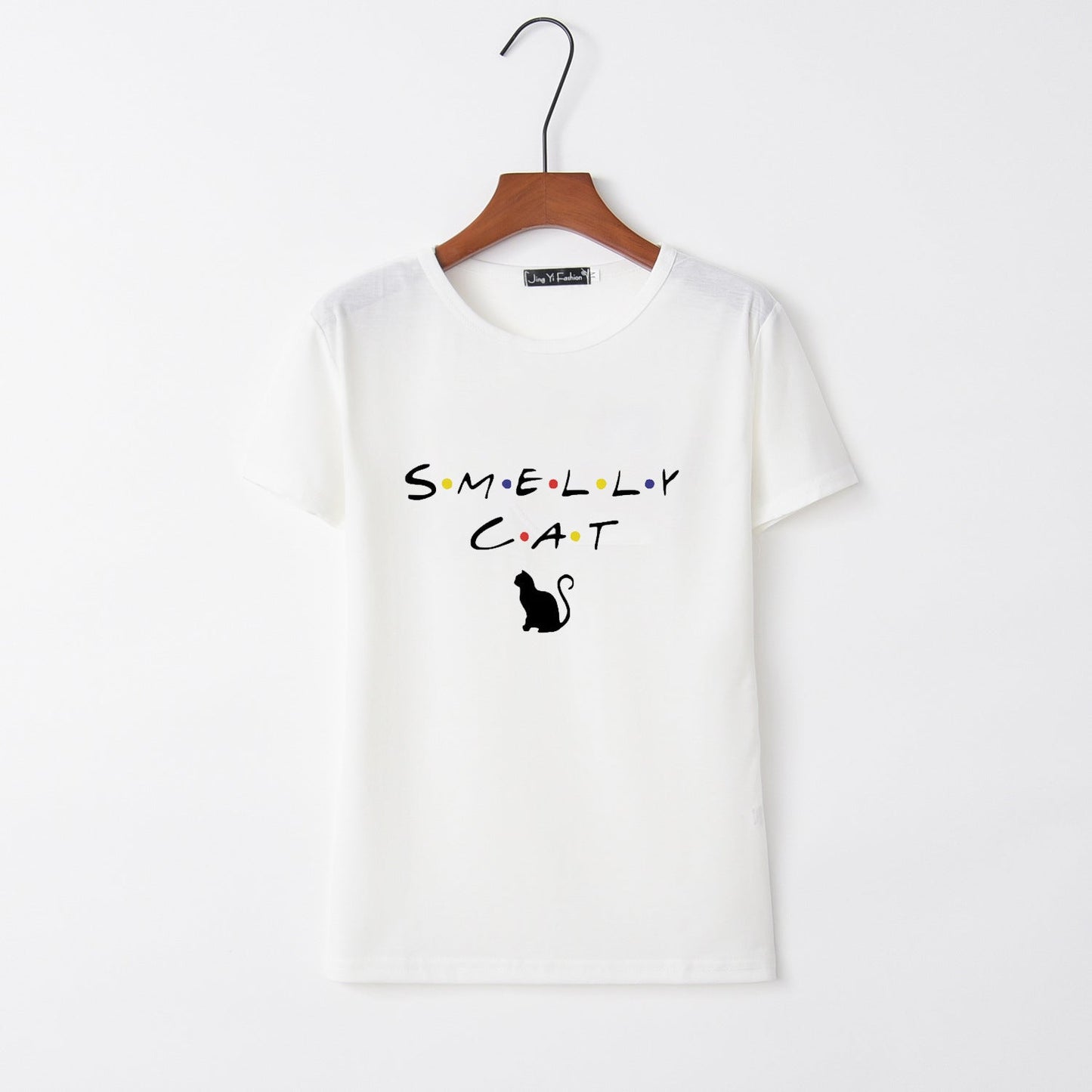 Damen T-Shirt Katzenmotiv Rundhals