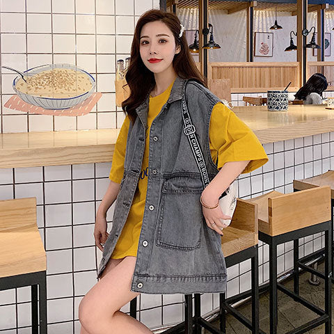 Damen Oversized Denimweste Eveloria