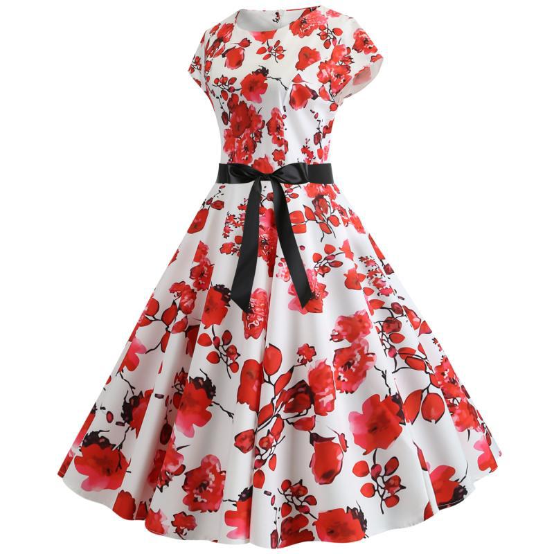 Damen Swingkleid Floralmuster Betonoptik Eveloria
