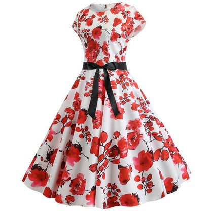 Damen Swingkleid Floralmuster Betonoptik Eveloria
