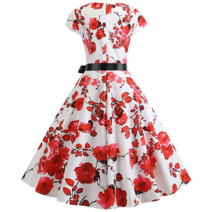 Damen Swingkleid Floralmuster Betonoptik Eveloria