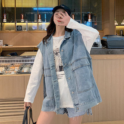 Damen Oversized Denimweste Eveloria