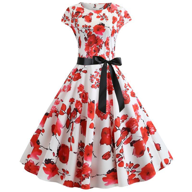 Damen Swingkleid Floralmuster Betonoptik Eveloria - Eveloria