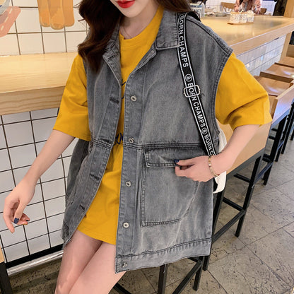 Damen Oversized Denimweste Eveloria