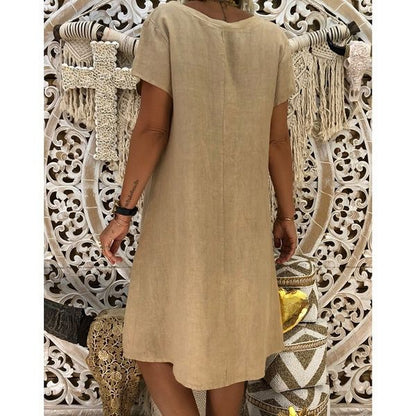Damen Sommerkleid V-Ausschnitt Asymmetrisch Eveloria