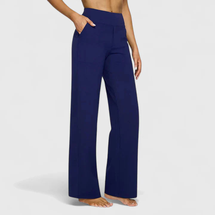 Damen Loungehose Weite Bein Stretchbund