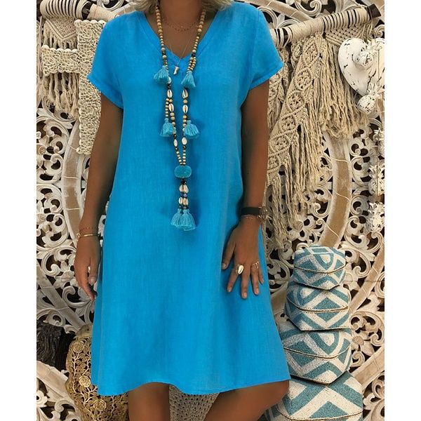 Damen Sommerkleid V-Ausschnitt Asymmetrisch Eveloria