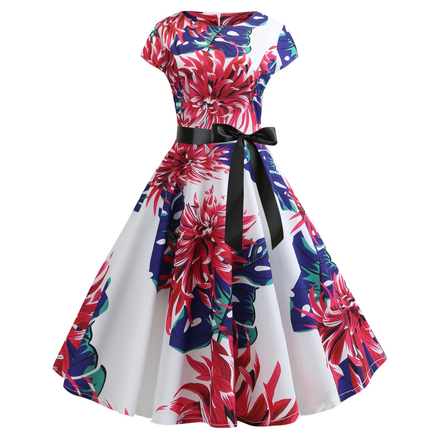 Damen A-Linien Kleid Florales Design Taillierter Schnitt Eveloria - Eveloria