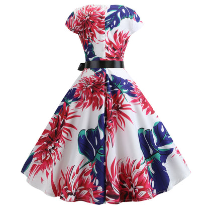 Damen A-Linien Kleid Florales Design Taillierter Schnitt Eveloria
