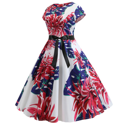 Damen A-Linien Kleid Florales Design Taillierter Schnitt Eveloria