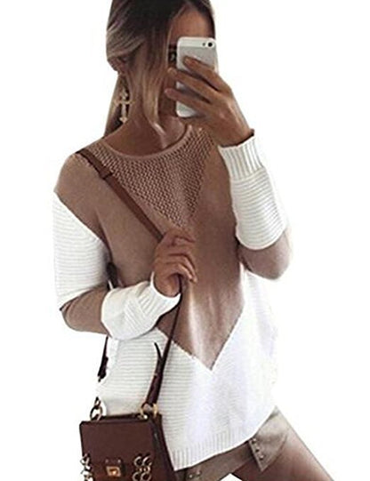 Damen Strickpullover Geometrisches Muster Feine Struktur Eveloria