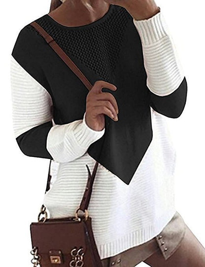 Damen Strickpullover Geometrisches Muster Feine Struktur Eveloria
