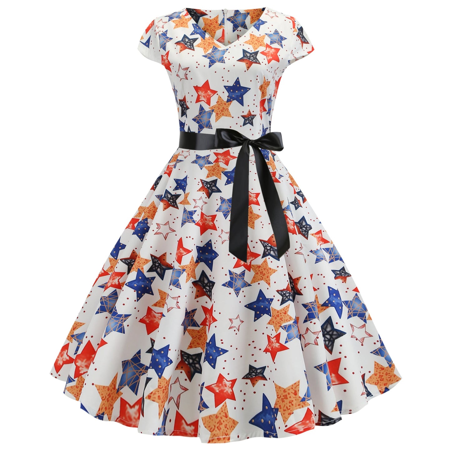 Damen Swingkleid V-Ausschnitt Volumöser Rock Eveloria - Eveloria