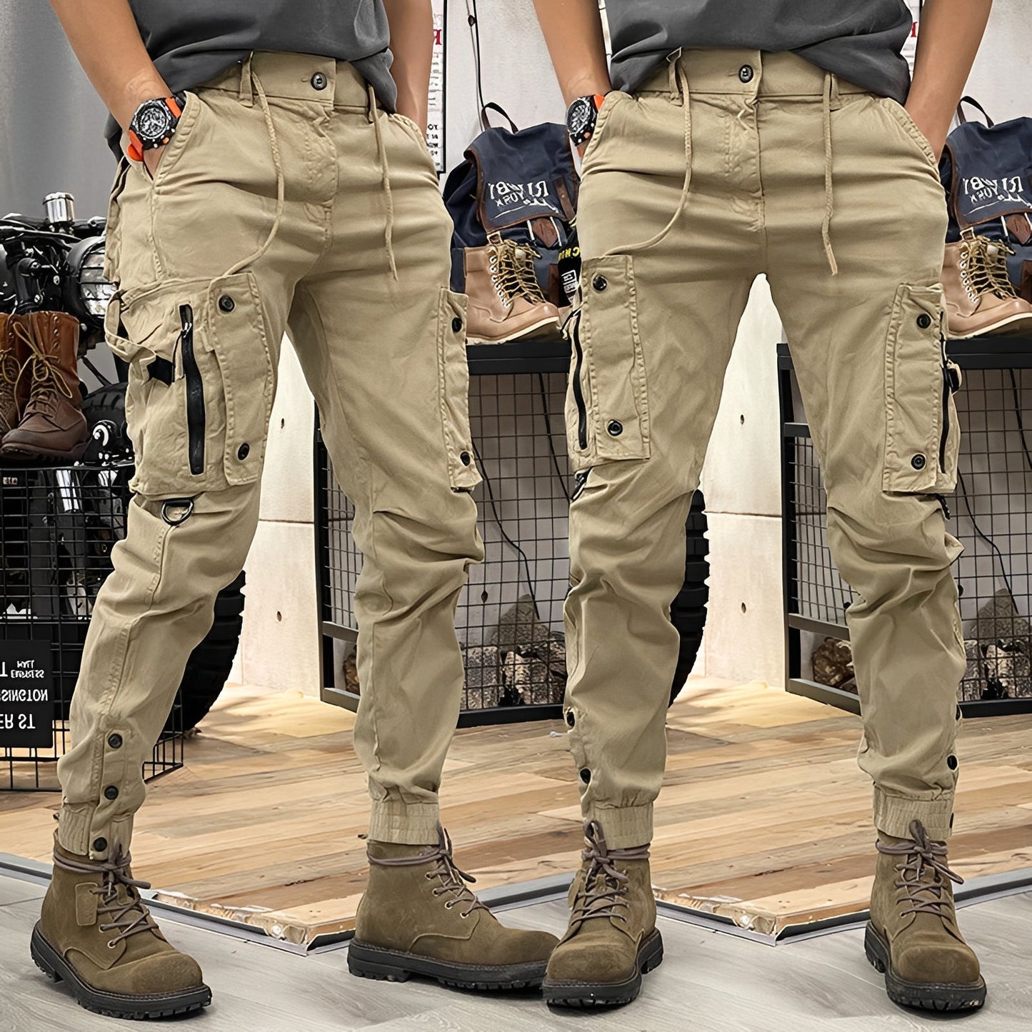 Herren Cargo-Hose Robust Baumwolle Beige - Eveloria