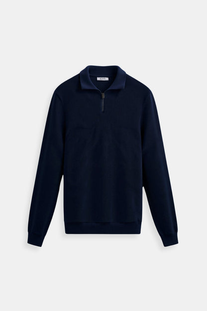 Herren Strickpullover Reißverschluss Kontrastkragen