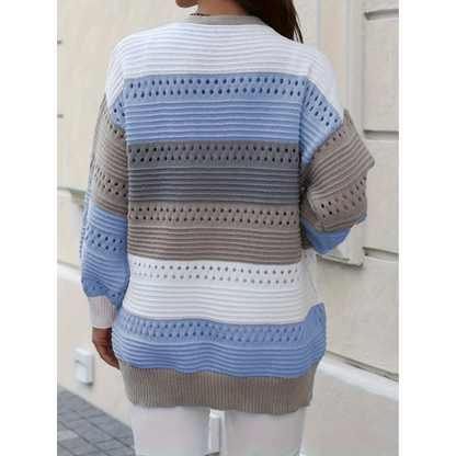 Damen Cardigan Gestreift Lockere Passform