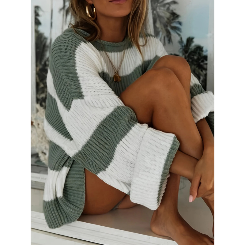 Eveloria Damen Oversize Pullover Gestreift