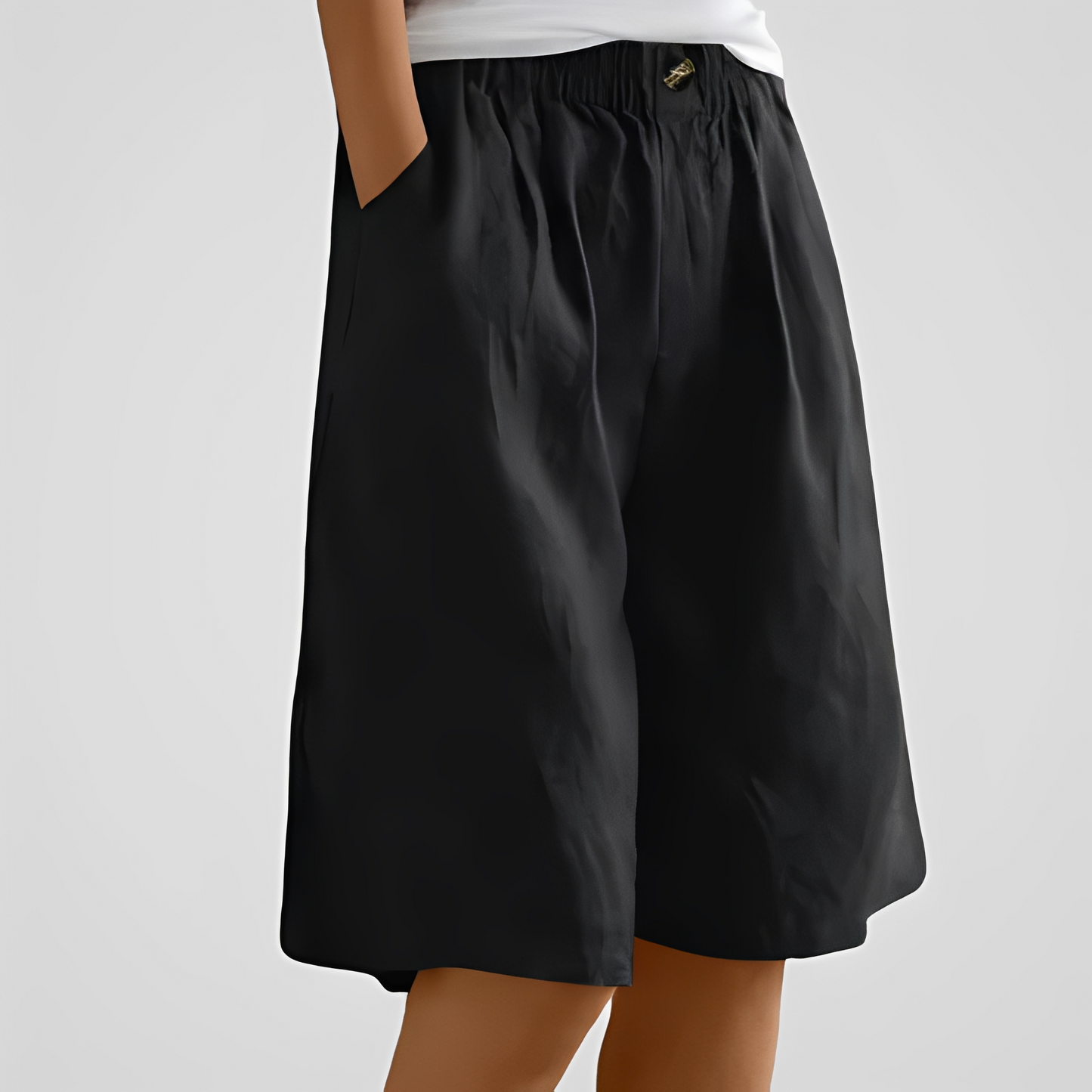 Damen Shorts Locker geschnittene Sommerhose Leicht Beige