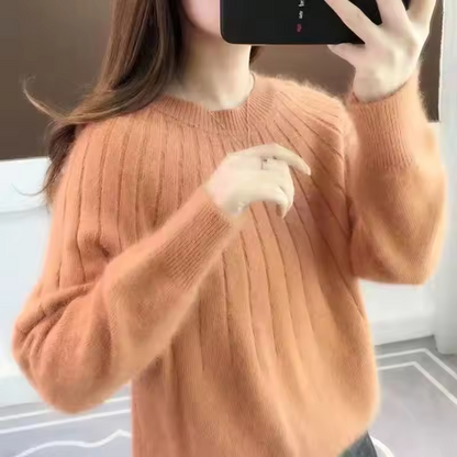 Eveloria Damen Strickpullover Kaschmirweich Rippmuster