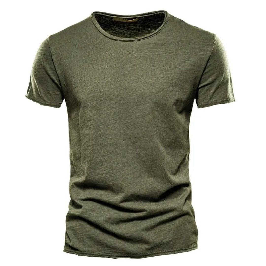 Herren Klassisches Rundhals T-Shirt aus Baumwolle Weiß