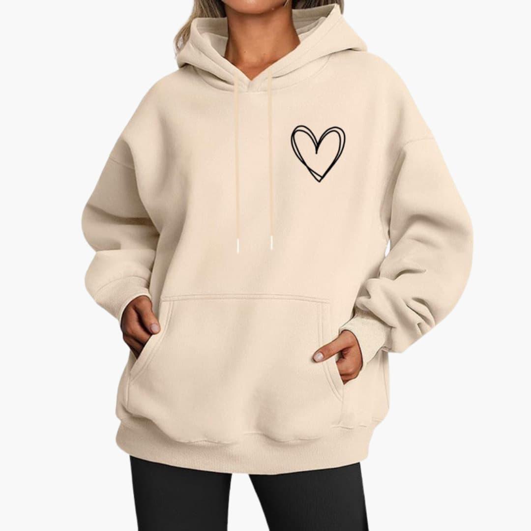 Damen Hoodie Kapuzenpullover Herz-Motiv
